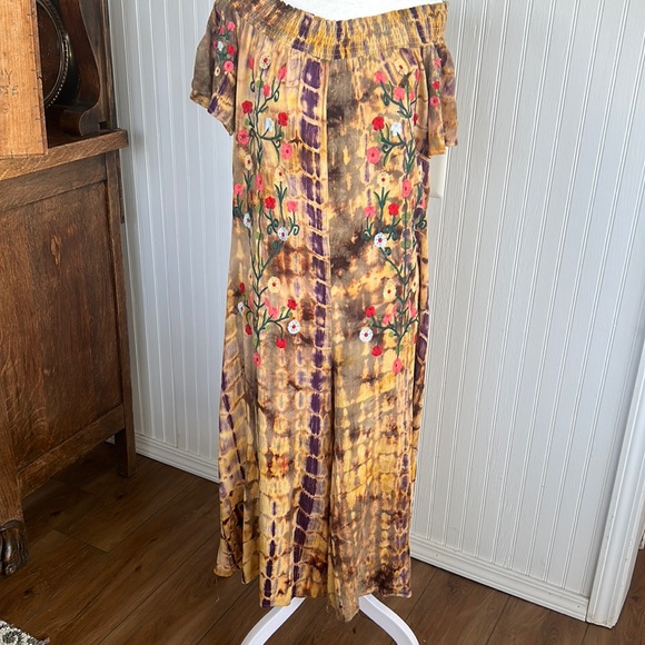 Gauze embroidery jumper gold and purple - Picture 1 of 8